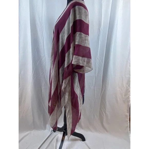 New Americana Red Blue Lightweight Rayon Cardigan Women's One Size - Picture 3 of 10